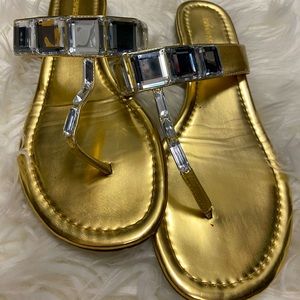 Gold jeweled sandals